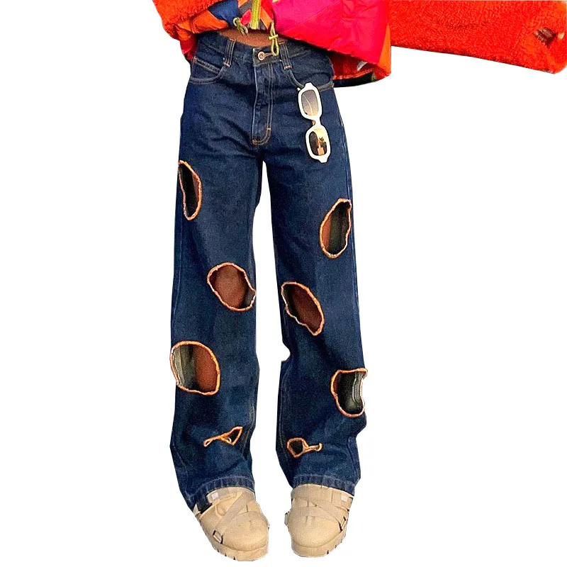 High Waist Jeans Women Sexy Hole Hollow Out Pockets Trousers 2022 Spring New Fashion Streetwear Female Wide Leg Denim Pants Blue
High Waist Jeans Women Sexy Hole Hollow Out Pockets Trousers 2022 Spring New Fashion Streetwear Female Wide Leg Denim Pants Blue