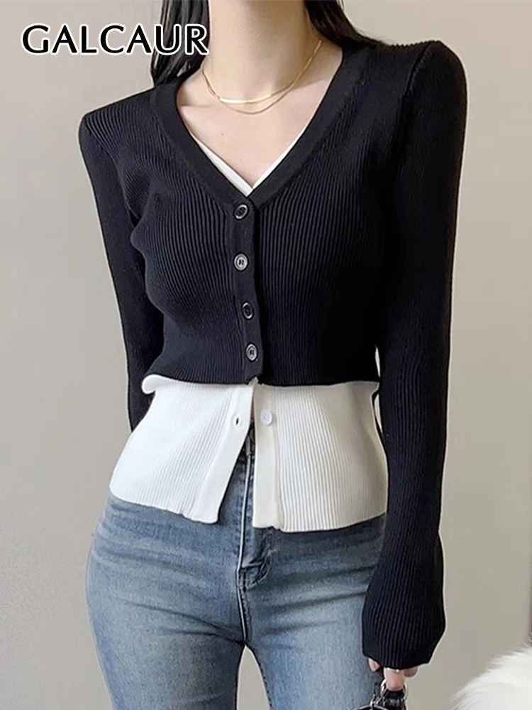 GALCAUR Hit Color Knitting T Shirts For Women V Neck Long Sleeve Single Breasted Autumn Korean Irregular Slimming T Shirt Female
GALCAUR Hit Color Knitting T Shirts For Women V Neck Long Sleeve Single Breasted Autumn Korean Irregular Slimming T Shirt Female