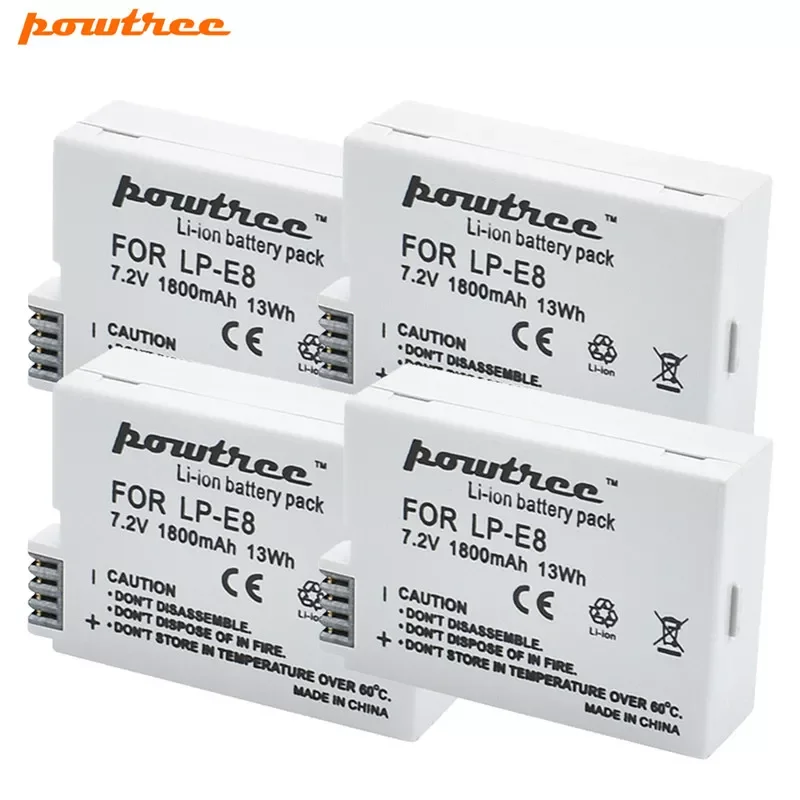 Powtree 7.2V 1800mAh LP-E8 LP E8 LPE8 DSLR Li-ion Camera Battery For Canon EOS 600D 650D 550D 700D T4i T5i Rebel T2i Battery
Powtree 7.2V 1800mAh LP-E8 LP E8 LPE8 DSLR Li-ion Camera Battery For Canon EOS 600D 650D 550D 700D T4i T5i Rebel T2i Battery