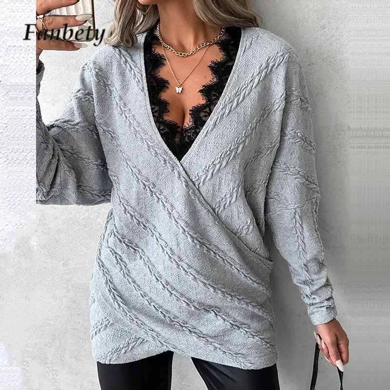 All-match Ladies Contrast Color Pit Stripe T-Shirts Autumn Lace Splicing Long Sleeve Pullover Sexy Sling Off Shoulder Women Tops
All-match Ladies Contrast Color Pit Stripe T-Shirts Autumn Lace Splicing Long Sleeve Pullover Sexy Sling Off Shoulder Women Tops