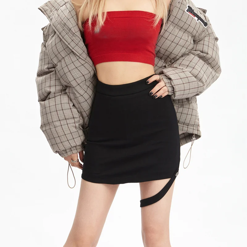 Women High Waist Asymmetric Strap Detail Mini Skirt With Underpants In Black Y243
Women High Waist Asymmetric Strap Detail Mini Skirt With Underpants In Black Y243