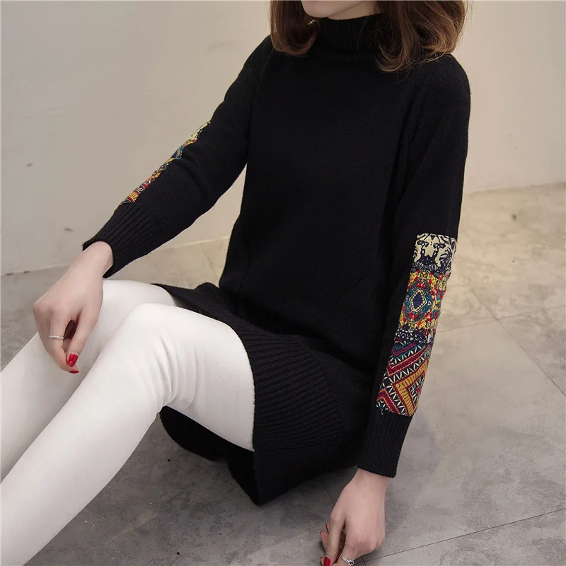 High Half Collar Long Knit Sweater Women Jumper Ladies Korean Autumn Winter Thick Vintage Patch Design Knitted Pullover Female
High Half Collar Long Knit Sweater Women Jumper Ladies Korean Autumn Winter Thick Vintage Patch Design Knitted Pullover Female