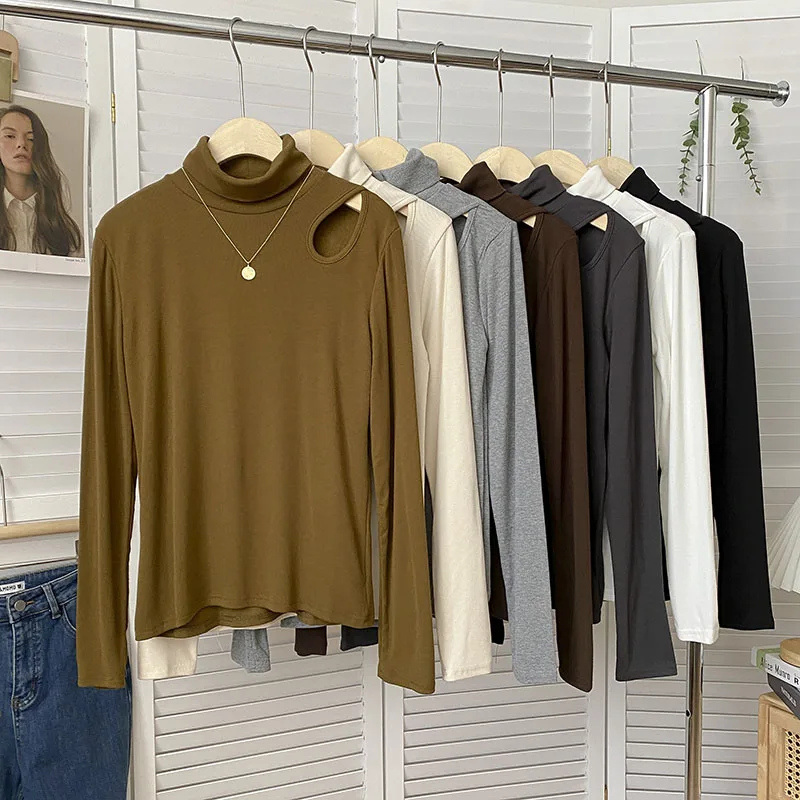 Vintage Almighty Femme T-Shirts Korean Fashion Autumn Long Sleeve Turtleneck Women Thick Tees Tops Hollow Out TShirt For Woman
Vintage Almighty Femme T-Shirts Korean Fashion Autumn Long Sleeve Turtleneck Women Thick Tees Tops Hollow Out TShirt For Woman