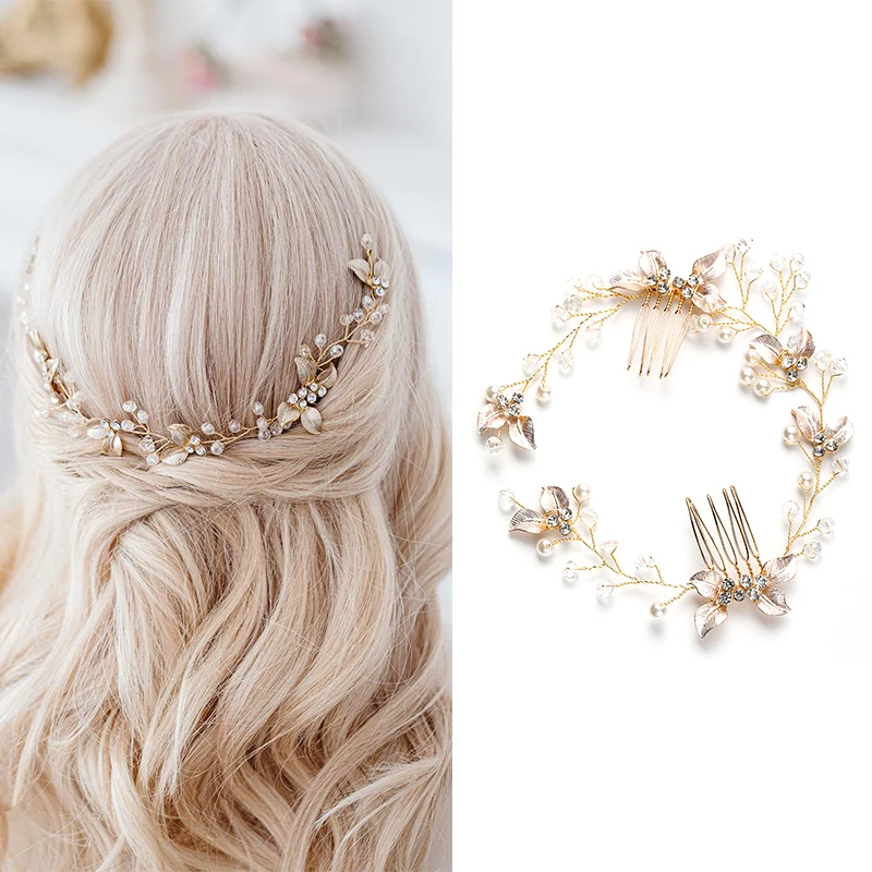 Pearl Leaf hair Comb Headband Hair Accessories For Women Tiara Golden Headband women's Wedding Accessories Headband on the head
Pearl Leaf hair Comb Headband Hair Accessories For Women Tiara Golden Headband women's Wedding Accessories Headband on the head