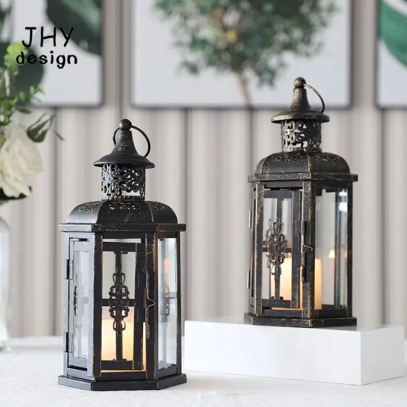 Set of 2 Decorative Lanterns -10 inch High Vintage Style Hanging Lantern Metal Candleholder Black with Gold Brush
Set of 2 Decorative Lanterns -10 inch High Vintage Style Hanging Lantern Metal Candleholder Black with Gold Brush