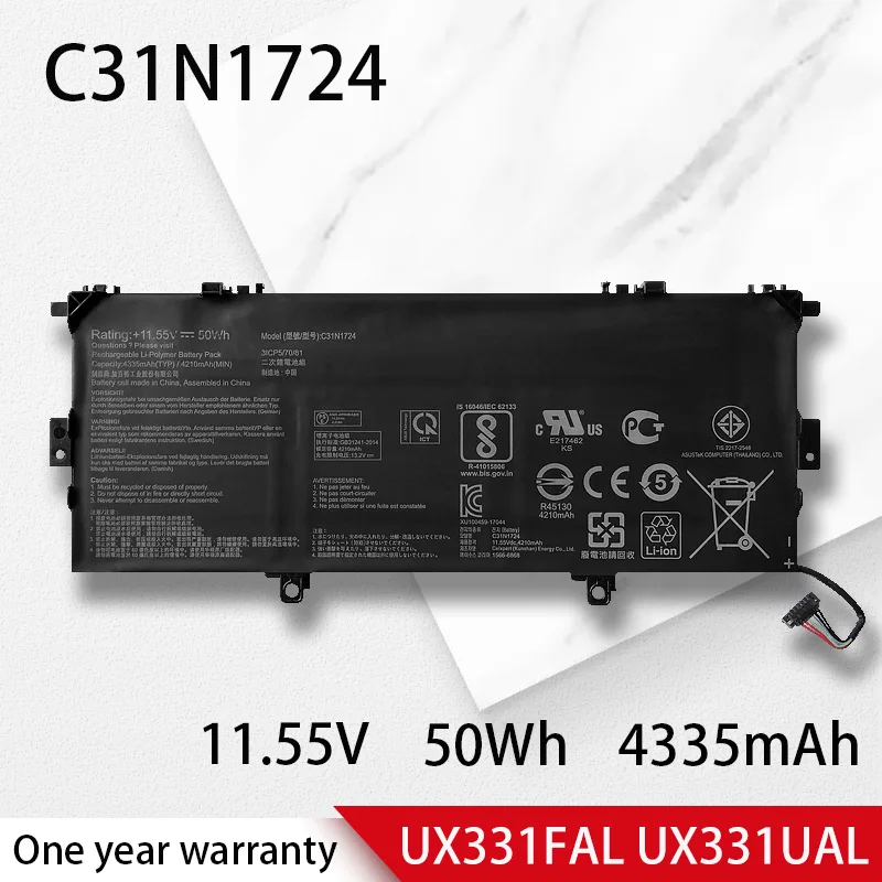 Оригинальный Новый C31N1724 Аккумулятор для ноутбука ASUS ZenBook 13 UX331U UX331UAL UX331FAL-EG017R/EG027R U3100FAL 11,55 V 50WH 3ICP5/70/81
Оригинальный Новый C31N1724 Аккумулятор для ноутбука ASUS ZenBook 13 UX331U UX331UAL UX331FAL-EG017R/EG027R U3100FAL 11,55 V 50WH 3ICP5/70/81