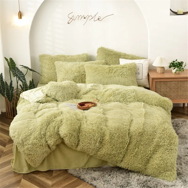 

Bedding Set Luxury Mink Velvet Duvet Cover Bed Sheet and Pillowcases Winter Warm Quilt Cover Family Size Queen King 200x200cm