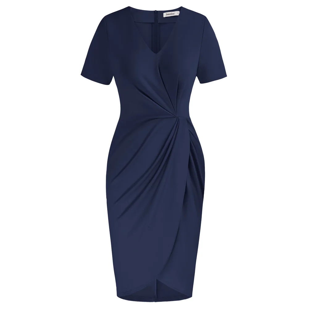 Jasambac Elegant Dresses For Women Ruched Front Dress Tunics OL Solid Slim Fit Short Sleeve V-Neck Wrap Hem Bodycon Dress
Jasambac Elegant Dresses For Women Ruched Front Dress Tunics OL Solid Slim Fit Short Sleeve V-Neck Wrap Hem Bodycon Dress