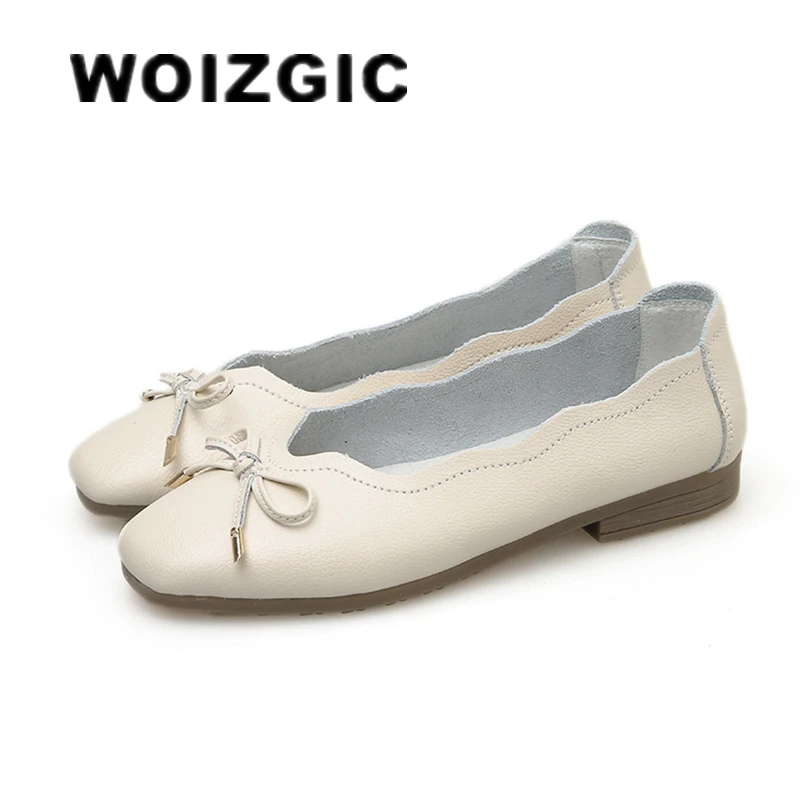 WOIZGIC Women's Female Ladies Genuine Leather Shoes Flats Loafers Square toe Slip On Summer Spring Ballet Bow Moccasins
WOIZGIC Women's Female Ladies Genuine Leather Shoes Flats Loafers Square toe Slip On Summer Spring Ballet Bow Moccasins