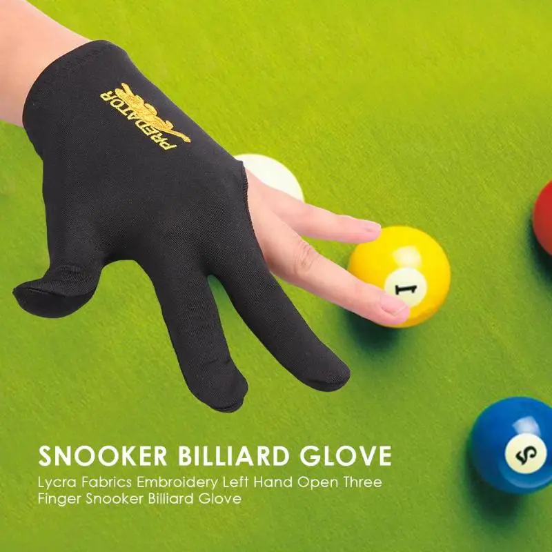 

1 Pcs Three Fingers Full-Finger Snooker Pool Cue Billiard Glove for Left Hand Lycra Fabrics Embroidery Billiard Accessories