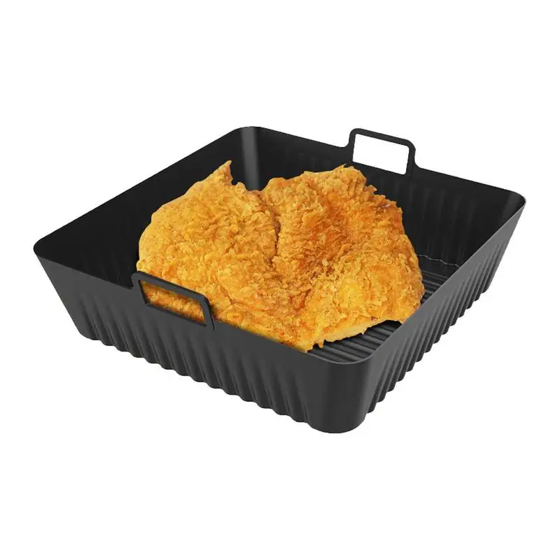 

Square Air Fryer Silicone Liners 6.8in Foldable Air Fryer Pots Silicone Pot Reusable Baking Tray Air Fryer Basket Food Safe