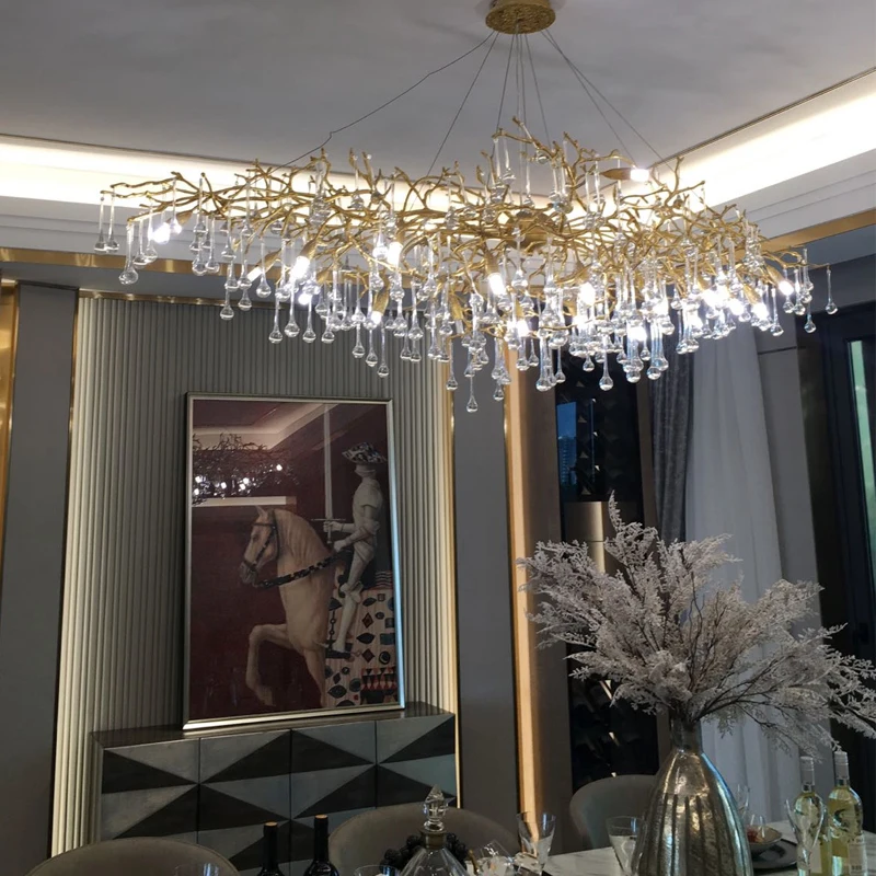 Modern crystal chandelier golden branch lighting French luxury villa luxury living room crystal hotel engineering lamp
Modern crystal chandelier golden branch lighting French luxury villa luxury living room crystal hotel engineering lamp