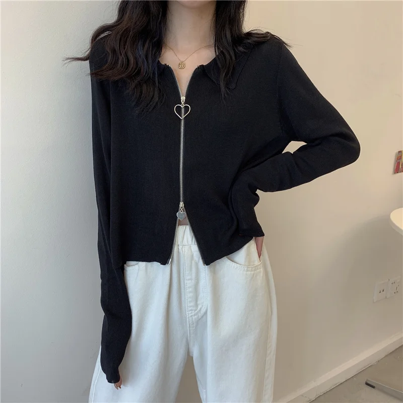 Women's Autumn Retro Double Headed Zipper Polo Collar Long Sleeve Sunscreen Knitted Top with Cardigan Short Thin Jacket
Women's Autumn Retro Double Headed Zipper Polo Collar Long Sleeve Sunscreen Knitted Top with Cardigan Short Thin Jacket