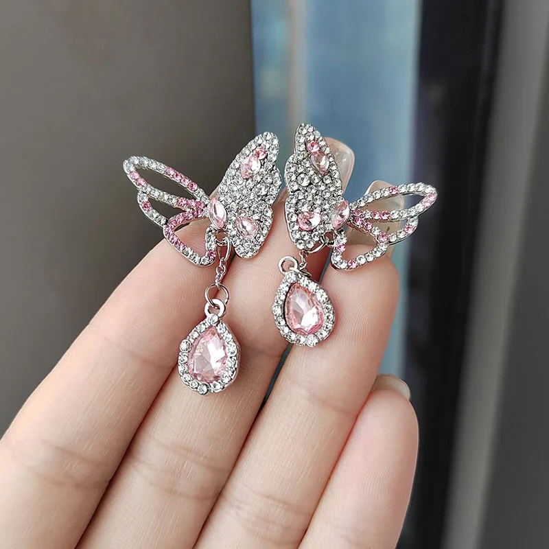 Inlaid Zircon Pink Crystal Silver Colour Butterfly Earrings Women's Water Drop Pendant Earrings Wedding Jewelry Birthday Gifts
Inlaid Zircon Pink Crystal Silver Colour Butterfly Earrings Women's Water Drop Pendant Earrings Wedding Jewelry Birthday Gifts