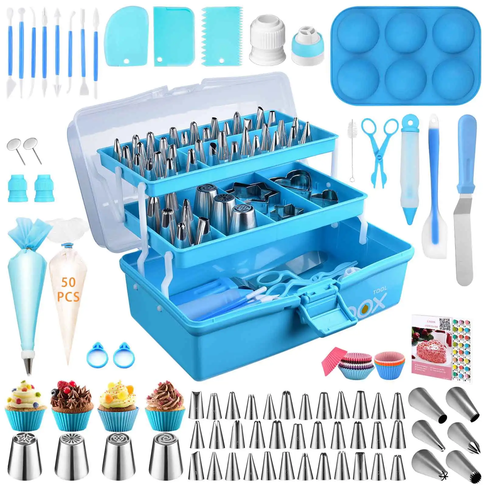 236 Pcs Cake Decorating Kit Piping Bags & Tips Set with 42 Icing Tips/4 Russian Tips/Frosting Bags/Chocolate Bomb Mold - Cake D
236 Pcs Cake Decorating Kit Piping Bags & Tips Set with 42 Icing Tips/4 Russian Tips/Frosting Bags/Chocolate Bomb Mold - Cake D
