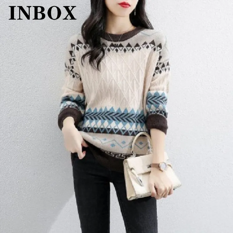 O-neck Knited Tops Women Casual Loose Location Of Jacquard Ladies Sweater Full Sleeve Pullover Warm Clothes 2023 Spring Korean
O-neck Knited Tops Women Casual Loose Location Of Jacquard Ladies Sweater Full Sleeve Pullover Warm Clothes 2023 Spring Korean