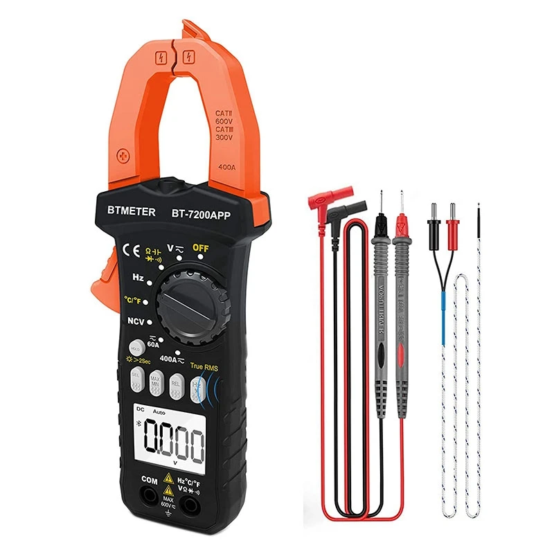 BTMETER BT-7200APP Clamp Multimeter TRMS 6000 Counts For AC/DC Current Voltage Resistance Capacitor Frequency NCV Temperature
BTMETER BT-7200APP Clamp Multimeter TRMS 6000 Counts For AC/DC Current Voltage Resistance Capacitor Frequency NCV Temperature