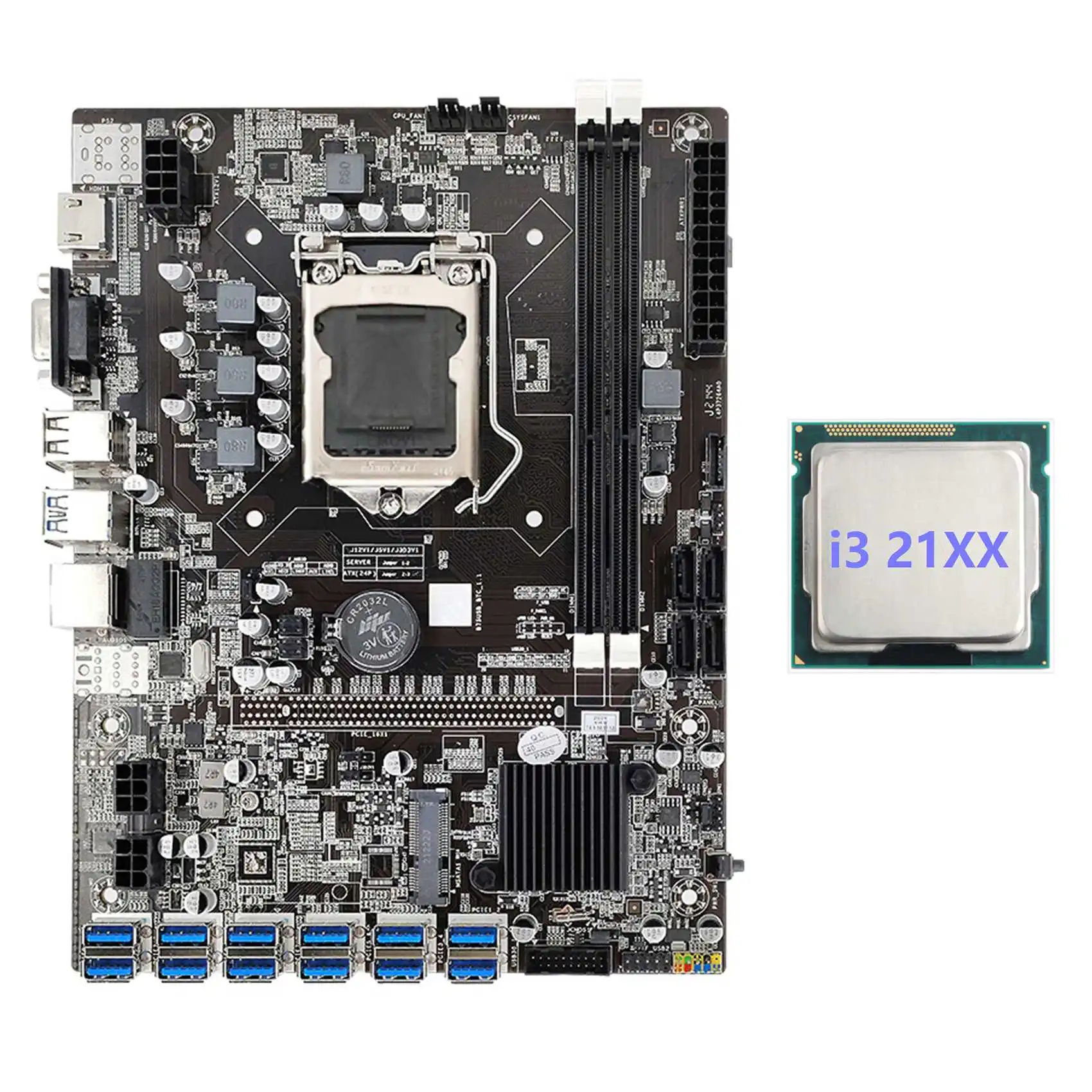 B75 ETH Mining Motherboard 12 PCIE to USB3.0 Adapter+I3 21XX CPU LGA1155 MSATA DDR3 B75 USB ETH Miner Motherboard
B75 ETH Mining Motherboard 12 PCIE to USB3.0 Adapter+I3 21XX CPU LGA1155 MSATA DDR3 B75 USB ETH Miner Motherboard