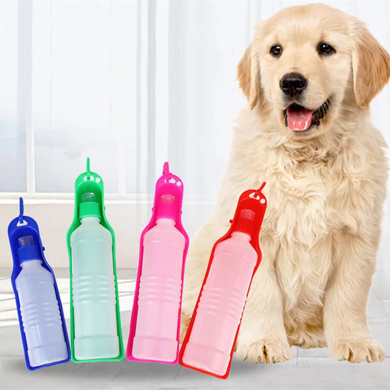 

250ml/500ml Pet Dog Water Bottle Plastic Portable Water Bottle Pets Outdoor Travel Drinking Water Feeder Bowl Foldable
