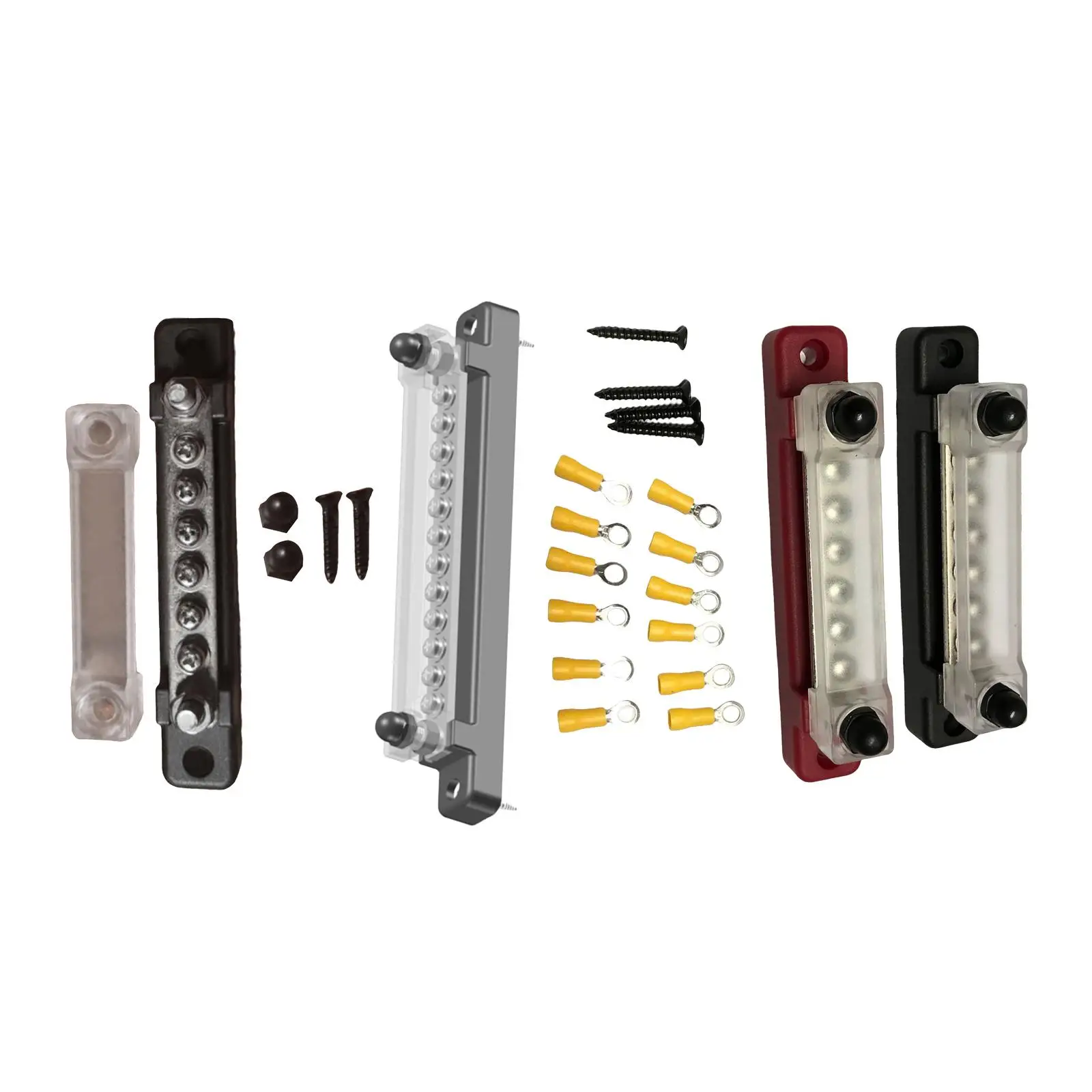 Шина распределительного блока RV, распределение заземления с крышкой с винтами + шипами 
Шина распределительного блока RV, распределение заземления с крышкой с винтами + шипами