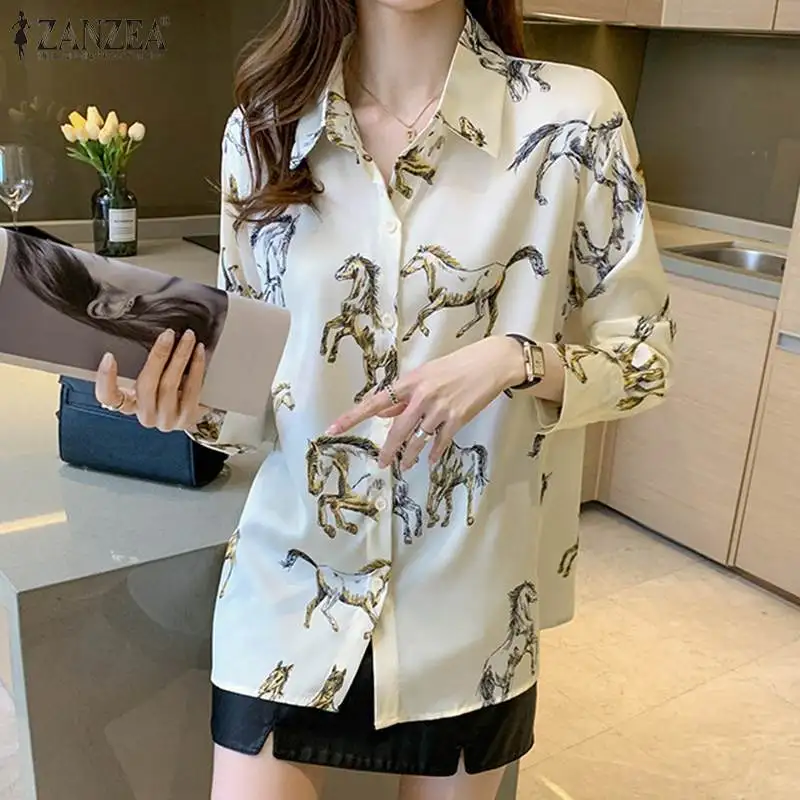 Блузка ZANZEA Женская с длинным рукавом и отложным воротником, повседневный Свободный Топ с принтом лошадей в богемном стиле для работы и праз...
Блузка ZANZEA Женская с длинным рукавом и отложным воротником, повседневный Свободный Топ с принтом лошадей в богемном стиле для работы и праз...