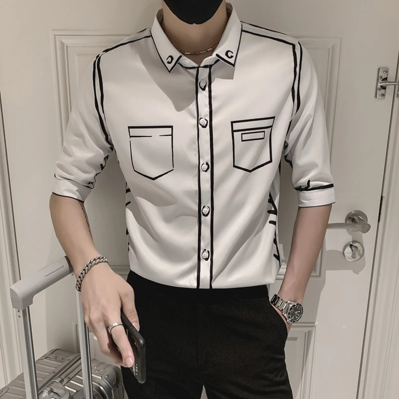 2022 Mens Spring Summer New Half Sleeve Tuxedo Shirts For Men Clothing Simple Slim Fit Casual Blouse Homme Streetwear Dress
2022 Mens Spring Summer New Half Sleeve Tuxedo Shirts For Men Clothing Simple Slim Fit Casual Blouse Homme Streetwear Dress