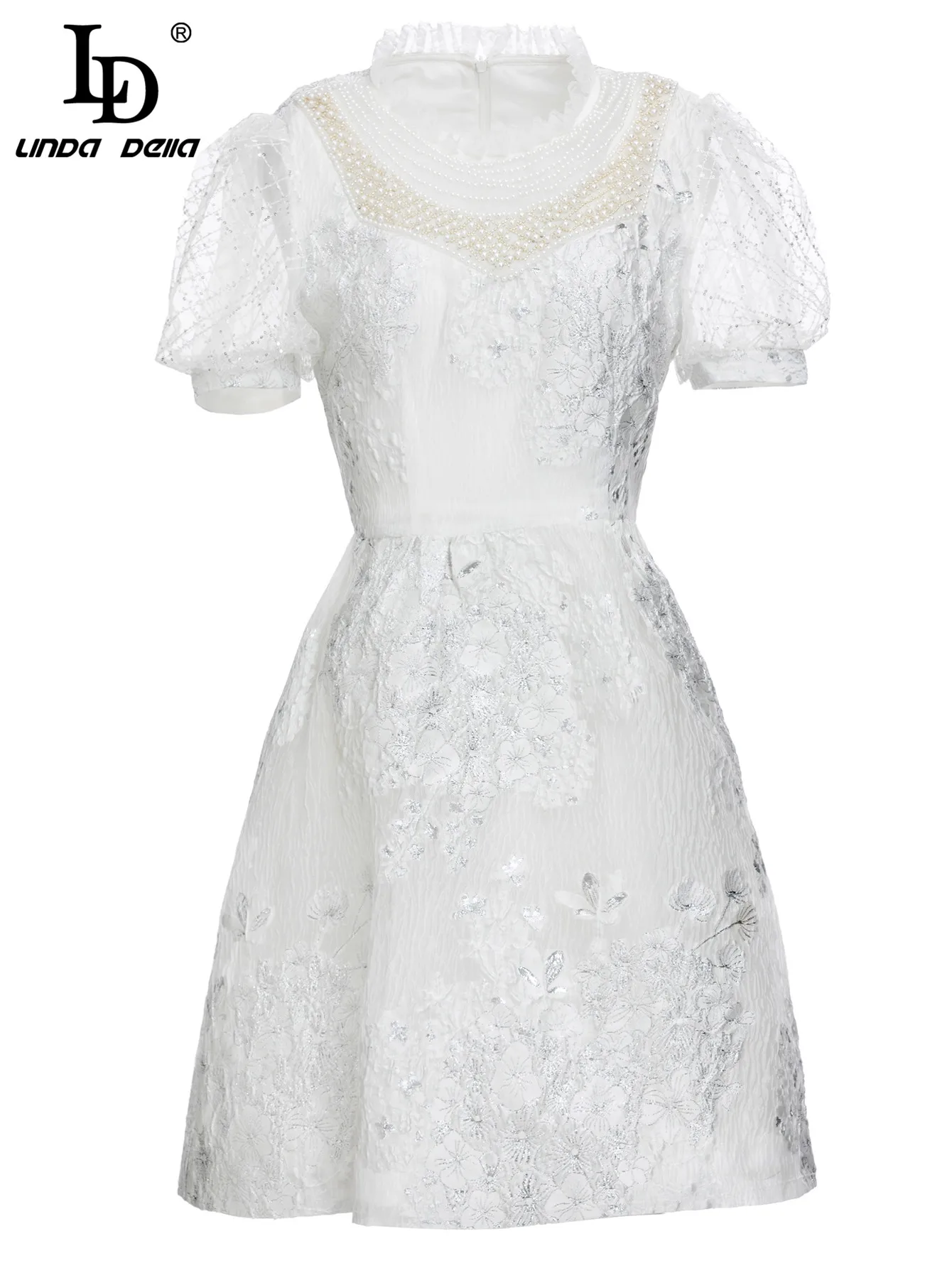 LD LINDA DELLA Fashion Designer Summer White Short Dress Women's Mesh Sequins Puff sleeve Beading Elegant Jacquard Party Dresses
LD LINDA DELLA Fashion Designer Summer White Short Dress Women's Mesh Sequins Puff sleeve Beading Elegant Jacquard Party Dresses