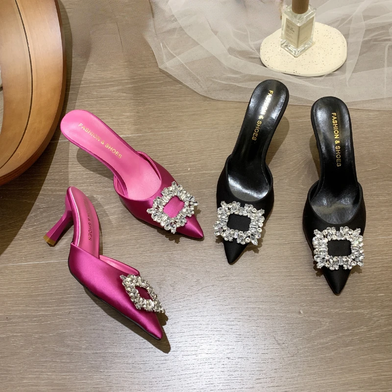 Women Slippers 2023 Pointed Toe Women Square Rhinestone Women's Sandals Sexy Thin Heels Party Slippers Modern Slippers
Women Slippers 2023 Pointed Toe Women Square Rhinestone Women's Sandals Sexy Thin Heels Party Slippers Modern Slippers