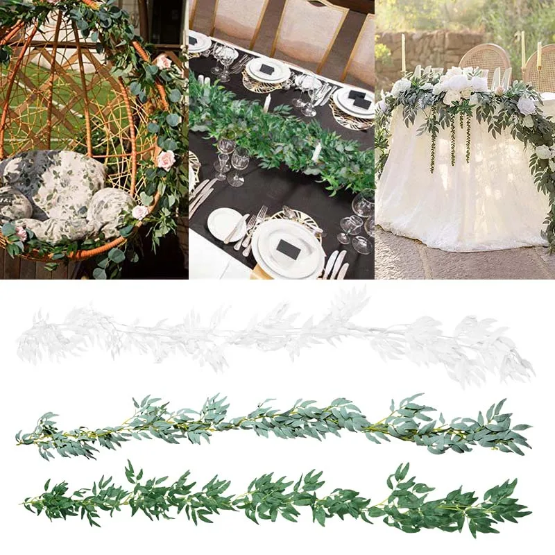 

Simulation Willow Leaves Vine Wedding Decoration Artificial Green Leaves Garland Silk Ivy Vines Wall Hanging Plants Rattan Decor