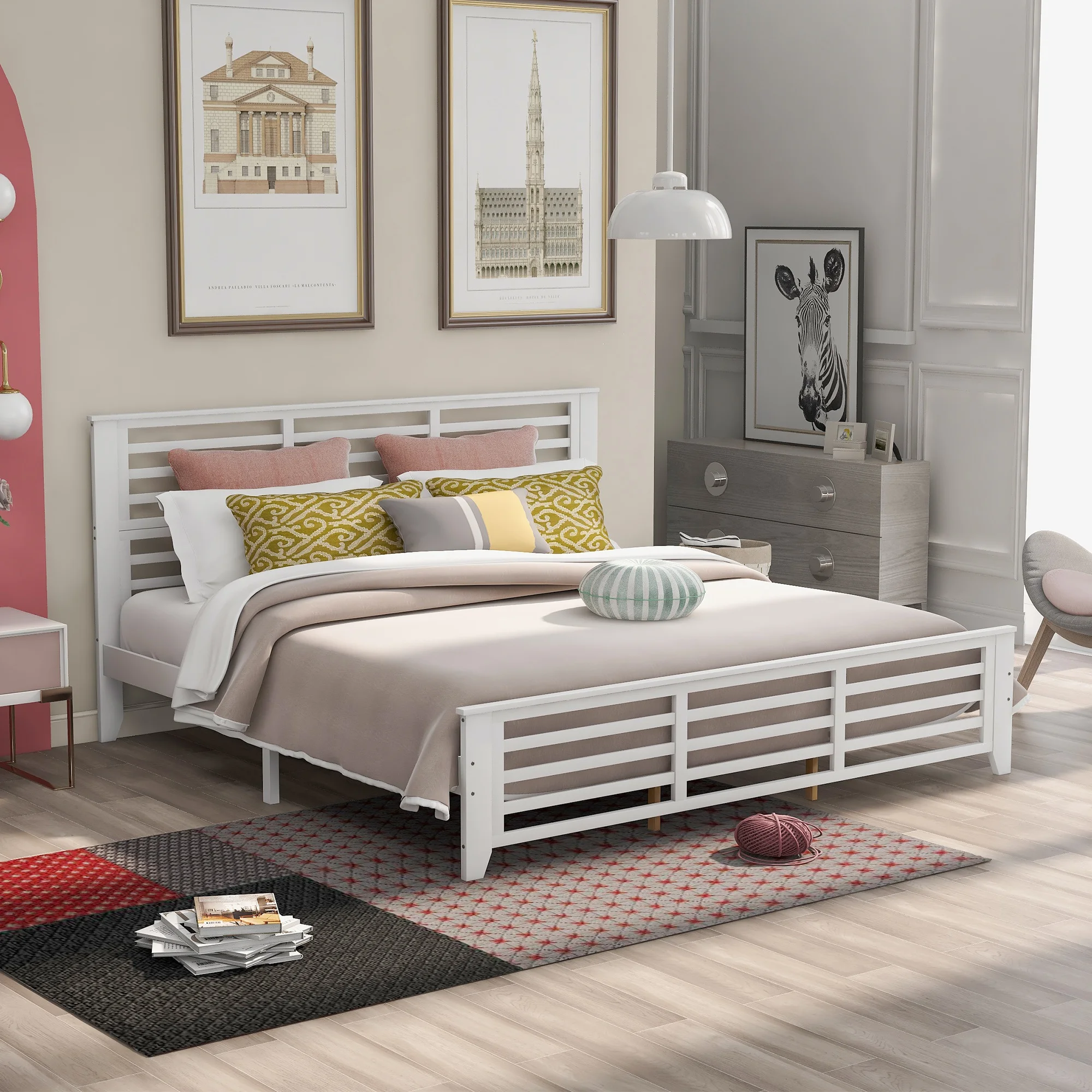 Home Modern Wooden Bedroom Furniture Beds Frames Bases Platform Bed With Horizontal Strip Hollow Shape King Size White New
Home Modern Wooden Bedroom Furniture Beds Frames Bases Platform Bed With Horizontal Strip Hollow Shape King Size White New