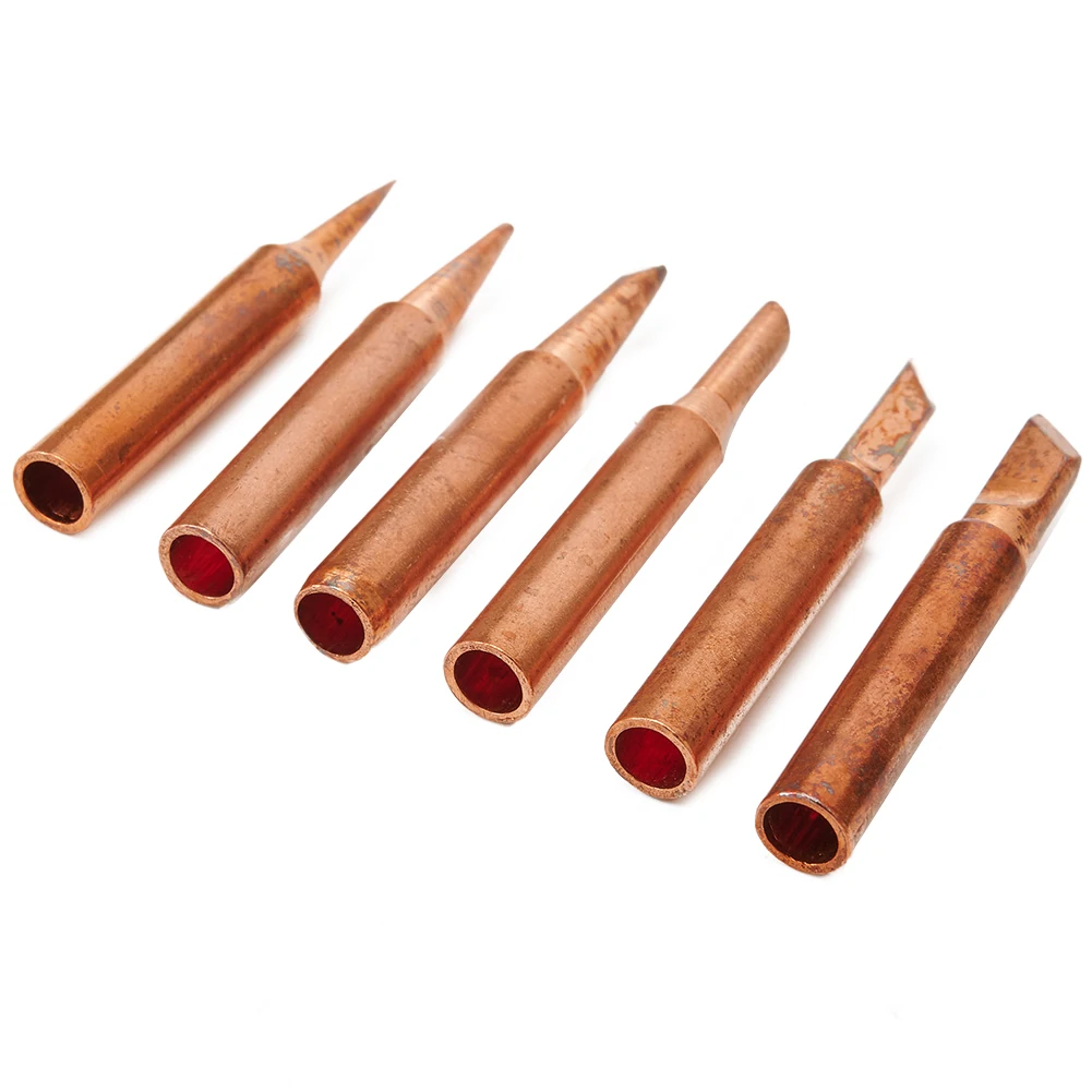 6 Pieces Solder Iron Tips 900M-T Tool Set Series Pure Copper Soldering Iron Tip Lead-Free Welding Sting Copper Welding Tips
6 Pieces Solder Iron Tips 900M-T Tool Set Series Pure Copper Soldering Iron Tip Lead-Free Welding Sting Copper Welding Tips