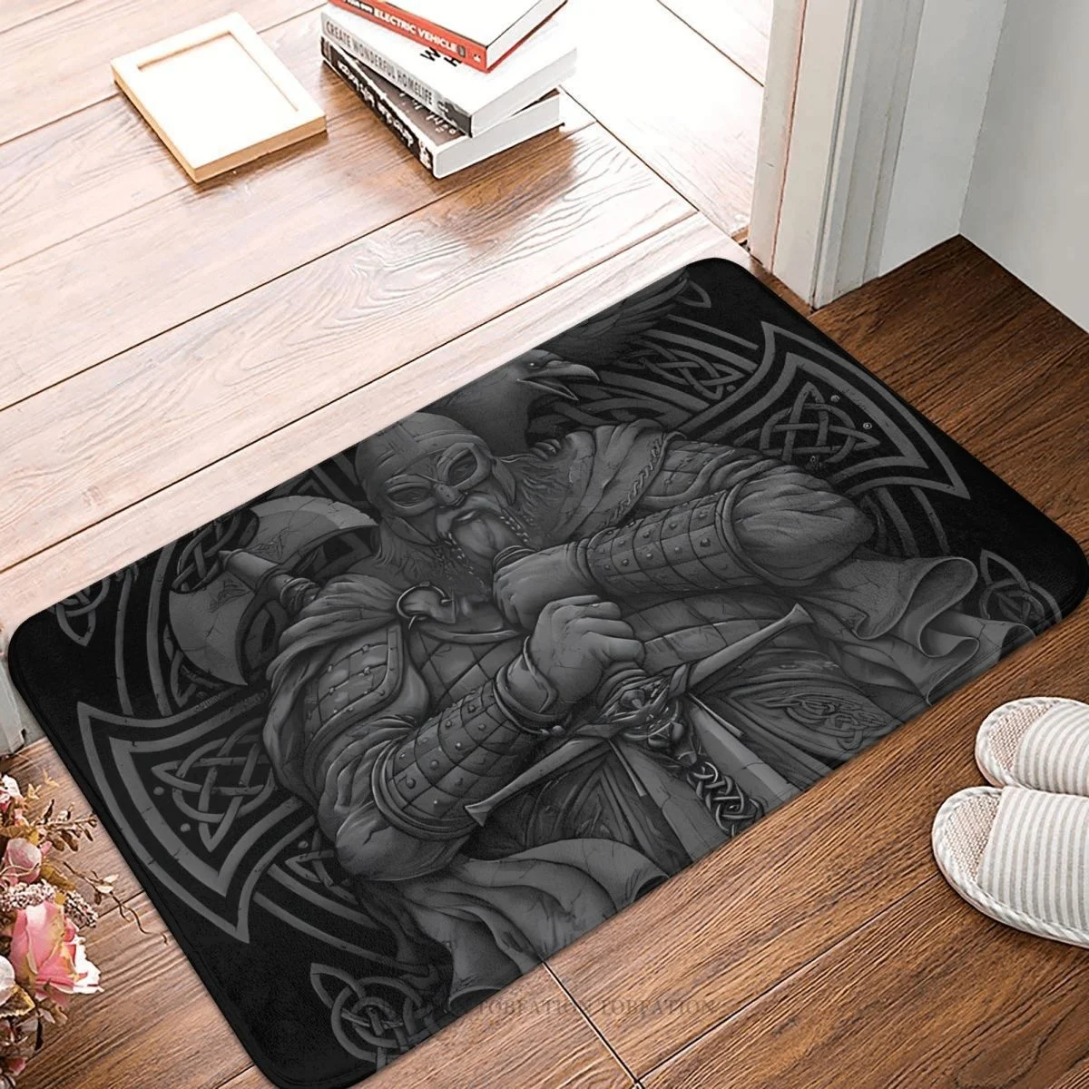 

TV Play Viking Bathroom Non-Slip Carpet Mythology Ravens Flannel Mat Welcome Doormat Home Decoration Rug