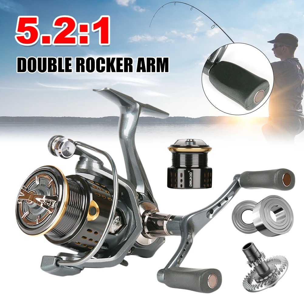 Double Handle Spinning Reel 4+1BB 5.2:1 High Speed 6KG Max Drag Metal Shallow Spool Double Rocker Arms Fishing Reel for Fishing
Double Handle Spinning Reel 4+1BB 5.2:1 High Speed 6KG Max Drag Metal Shallow Spool Double Rocker Arms Fishing Reel for Fishing