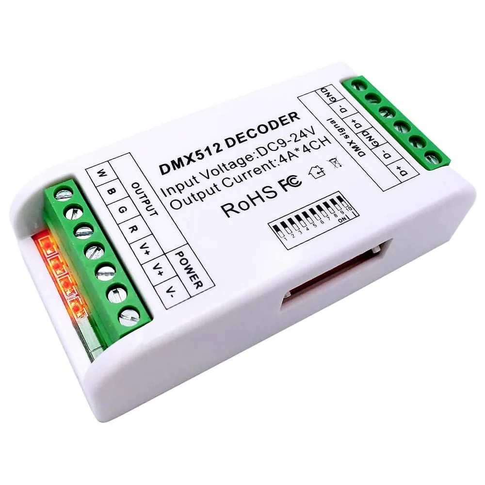 

Мини 4-канальный декодер DMX RGBW 16 А RGB RGBW контроллер полосы DMX 512 Диммер для светодиодных лент
