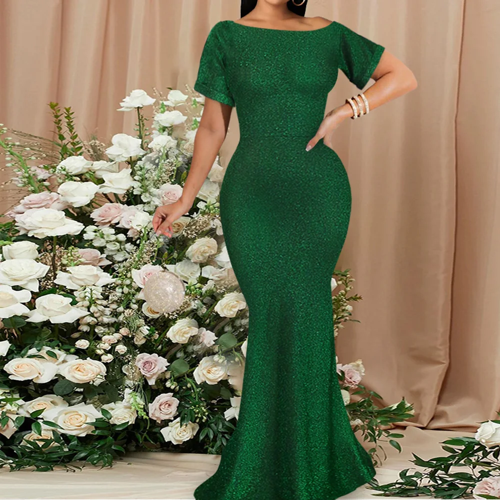 Elegant Slim Short Sleeve Glitter Mermaid Maxi Dress Dinner Evening Formal Ladies Bodycon Robe Femme Vintage Long Party Dress
Elegant Slim Short Sleeve Glitter Mermaid Maxi Dress Dinner Evening Formal Ladies Bodycon Robe Femme Vintage Long Party Dress