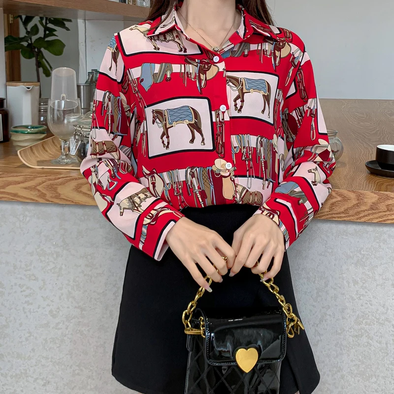Loose Print Shirts Woman New Women Summer Top Long Sleeve Shirts Turn-down Collar Lightweight Chiffon Women's Blouse St15
Loose Print Shirts Woman New Women Summer Top Long Sleeve Shirts Turn-down Collar Lightweight Chiffon Women's Blouse St15