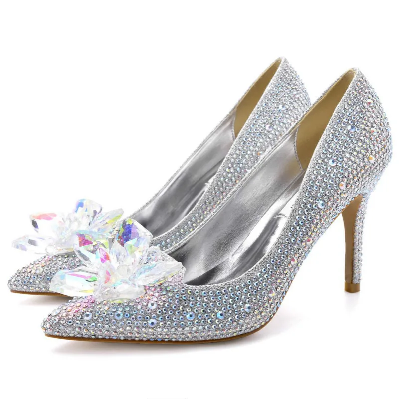 New Cinderella Crystal Shoes Heels Women Pointed Sexy Bride Shoes Women's High Heels Ladies Silver Rhinestone Wedding Shoes
New Cinderella Crystal Shoes Heels Women Pointed Sexy Bride Shoes Women's High Heels Ladies Silver Rhinestone Wedding Shoes