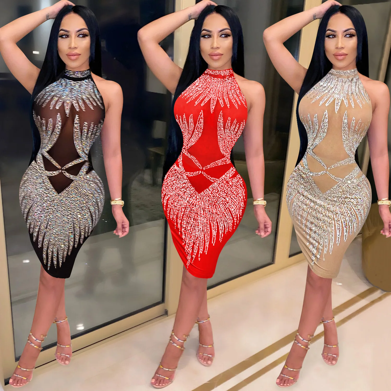 Dresses for Women 2022 Summer New Fashion Women's Hot Diamond Nightclub Style Round Neck Open Back Sleeveless Mid Skirt Dress
Dresses for Women 2022 Summer New Fashion Women's Hot Diamond Nightclub Style Round Neck Open Back Sleeveless Mid Skirt Dress