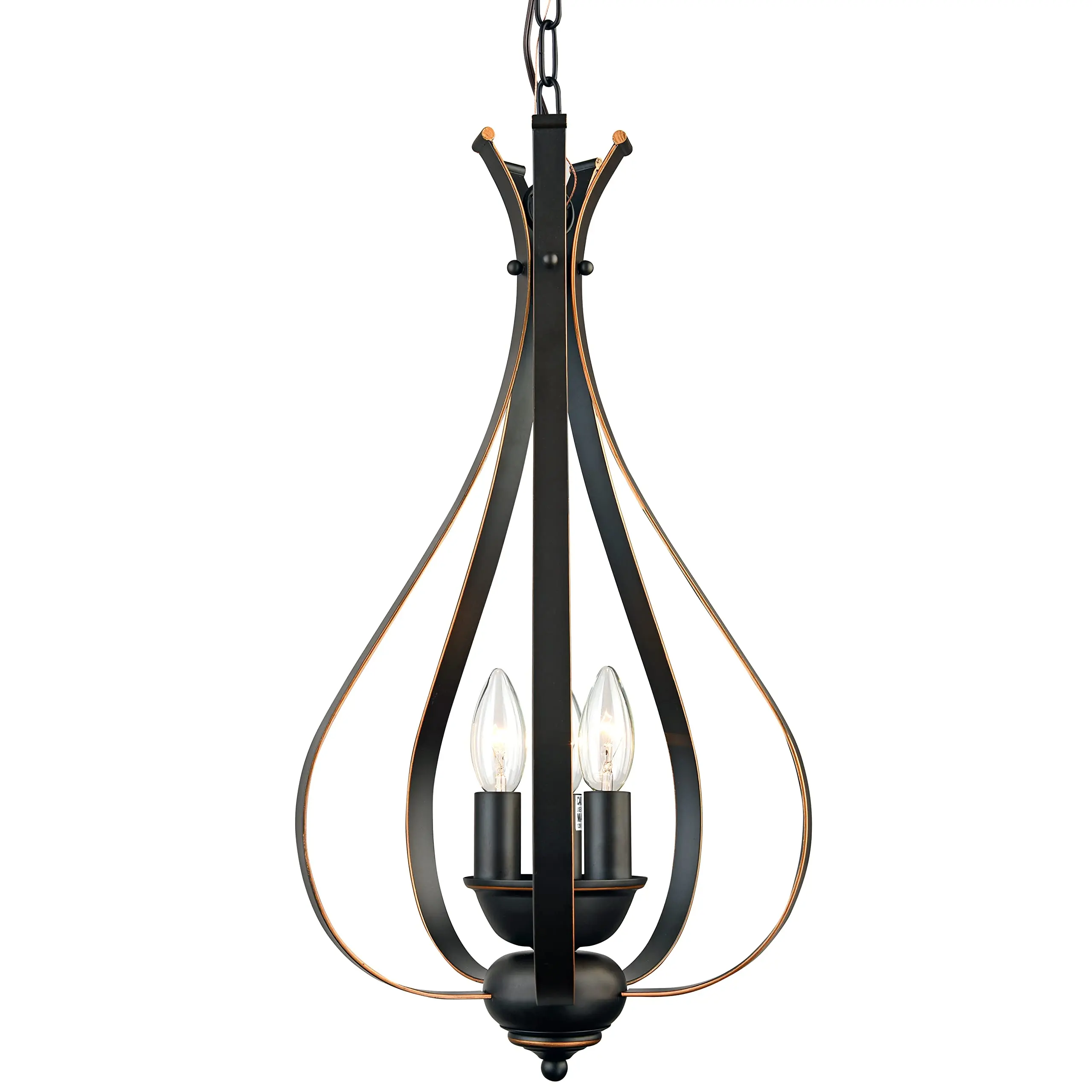 

E12 3 Lamp Oil Finished Bronze Finish Pendant Light Modern Farmhouse Lighting Chandelier Retro 120V Metal Cage LED Hanging