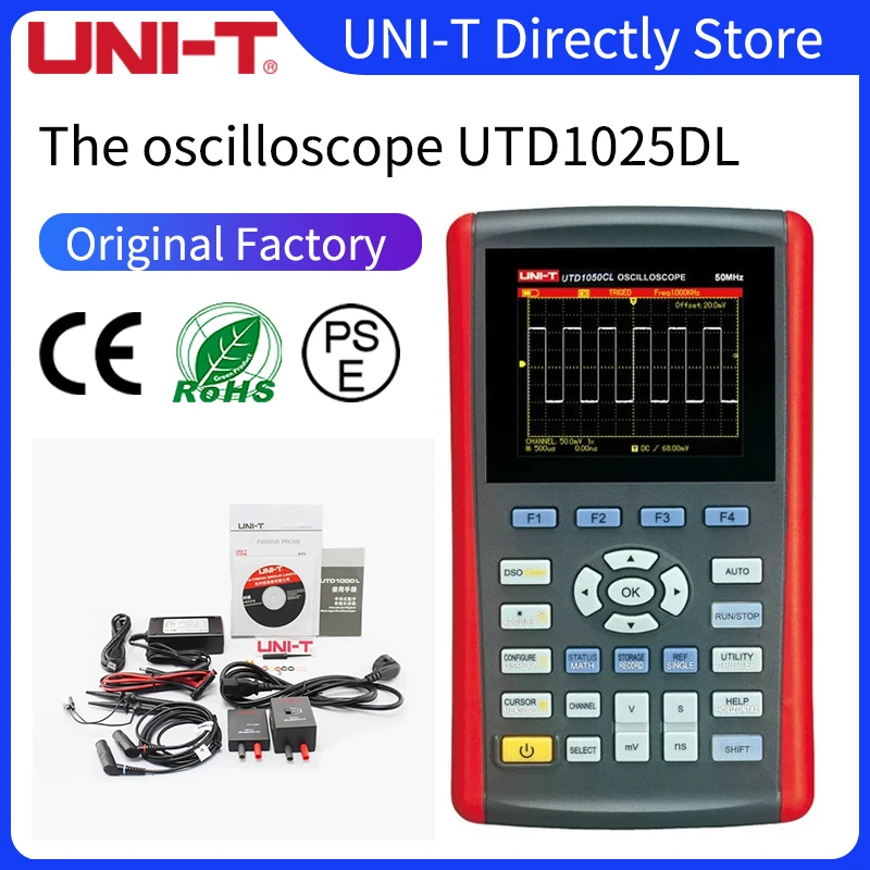 UNI-T UTD1025CL 3.5-inch Oscilloscope Handheld Digital Color LCD 50MHZ Oscilloscope UTD1025DL/UTD1050DL/UTD1050CL
UNI-T UTD1025CL 3.5-inch Oscilloscope Handheld Digital Color LCD 50MHZ Oscilloscope UTD1025DL/UTD1050DL/UTD1050CL