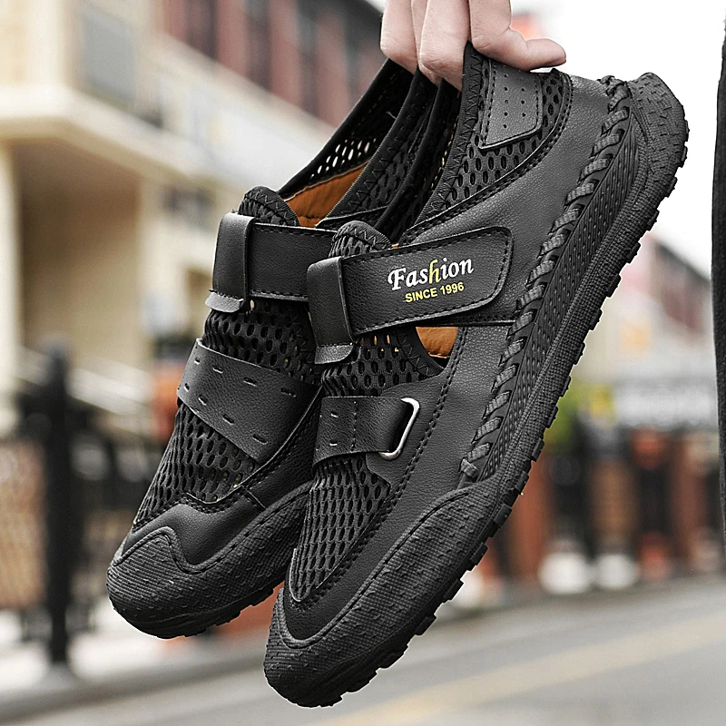 Men Sandals Fashion Summer Outdoor Beach Casual Baotou Hole Shoes for Men Leather Handmade Sandals Beach Hole Mesh British Style
Men Sandals Fashion Summer Outdoor Beach Casual Baotou Hole Shoes for Men Leather Handmade Sandals Beach Hole Mesh British Style
