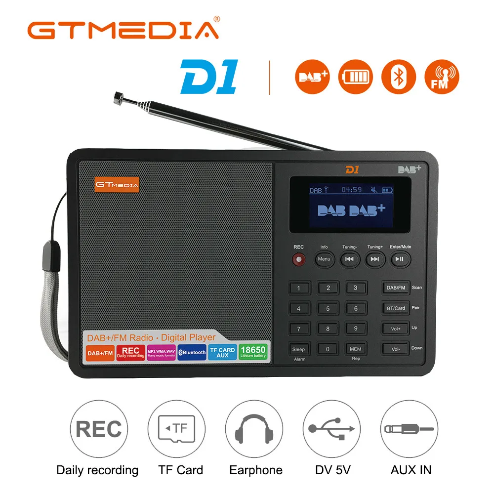 GTmedia D1 Portable DAB/DAB+ Digital FM Receiver Rechargeable Radio Long Battery Life Speaker with LCD Display Alarm Clock Radio
GTmedia D1 Portable DAB/DAB+ Digital FM Receiver Rechargeable Radio Long Battery Life Speaker with LCD Display Alarm Clock Radio