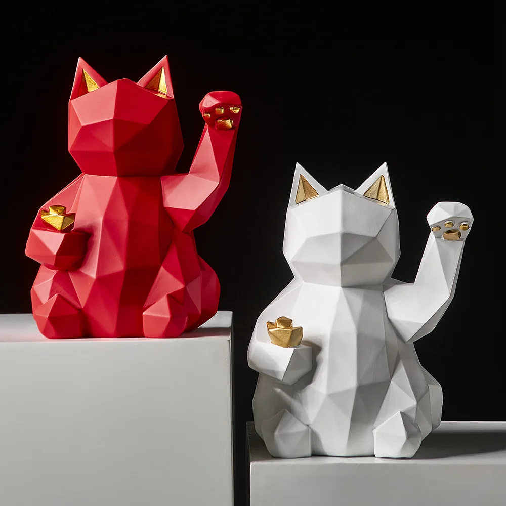 Geometric Art Lucky Cat Figurine Abstract Living Room Decoration Home Creative Animal Sculptures and Statues Entrance Ornaments 
Geometric Art Lucky Cat Figurine Abstract Living Room Decoration Home Creative Animal Sculptures and Statues Entrance Ornaments