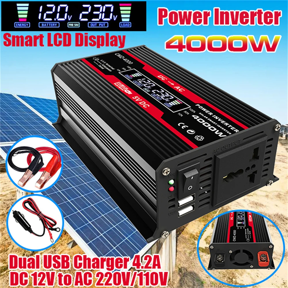 4000W Car Power Inverter Converter Modified Sine Wave Auto DC AC Voltage Transformer Convert Adapter Car Accessories USB Charger
4000W Car Power Inverter Converter Modified Sine Wave Auto DC AC Voltage Transformer Convert Adapter Car Accessories USB Charger
