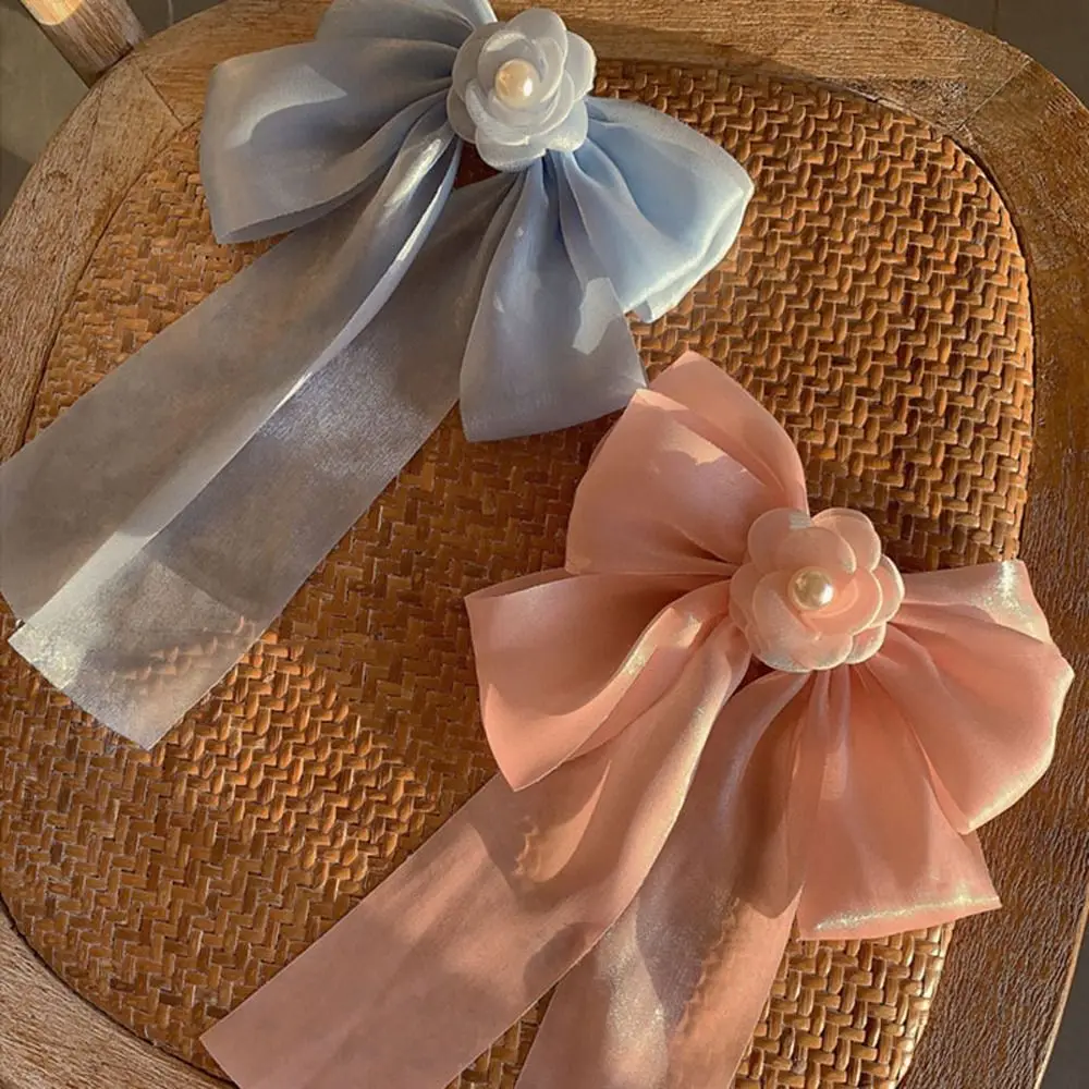 Elegant Large Bow Flower Spring Clip Sweet Mesh Chiffon Hair Clips Pearl Hairpins Women Bowknot Ribbon Tassel Ponytail Holder
Elegant Large Bow Flower Spring Clip Sweet Mesh Chiffon Hair Clips Pearl Hairpins Women Bowknot Ribbon Tassel Ponytail Holder