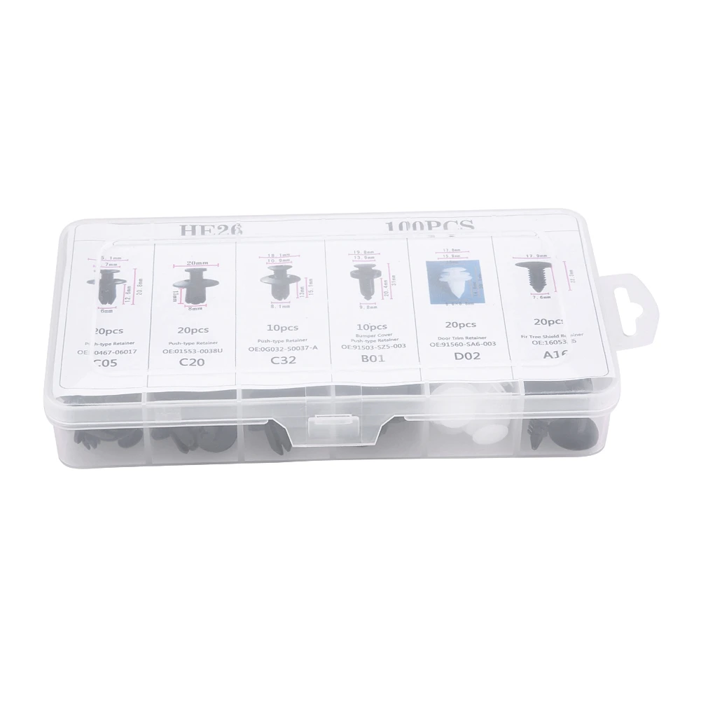 100pcs 6 Sizes Assorted Car Body Push Pin Rivet Trim Clip Panel Push Retainer Car Body Retainers
100pcs 6 Sizes Assorted Car Body Push Pin Rivet Trim Clip Panel Push Retainer Car Body Retainers