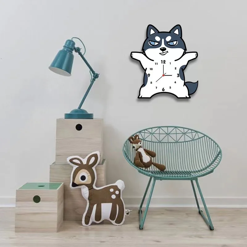3D Cartoon Husky Wall Clock Home Decoration Children Room Decor Creative Simple Quiet living room Quartz Digital Swinging Clock 
3D Cartoon Husky Wall Clock Home Decoration Children Room Decor Creative Simple Quiet living room Quartz Digital Swinging Clock