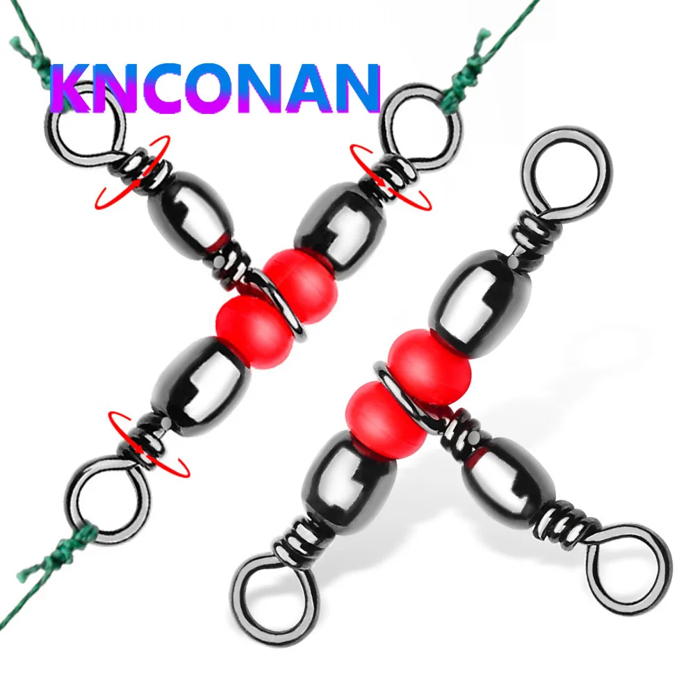 KNCONAN 20 шт. рыболовный соединитель тройной Вертлюг поворотное кольцо с бусинами