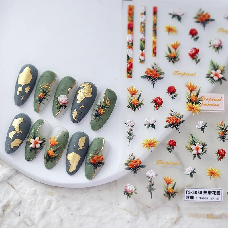 Acrylic Engraved Nail Sticker Colorful Hot Flowers Image Self-Adhesive Nail Transfer Sliders Wraps Manicures Foils Z0727
Acrylic Engraved Nail Sticker Colorful Hot Flowers Image Self-Adhesive Nail Transfer Sliders Wraps Manicures Foils Z0727