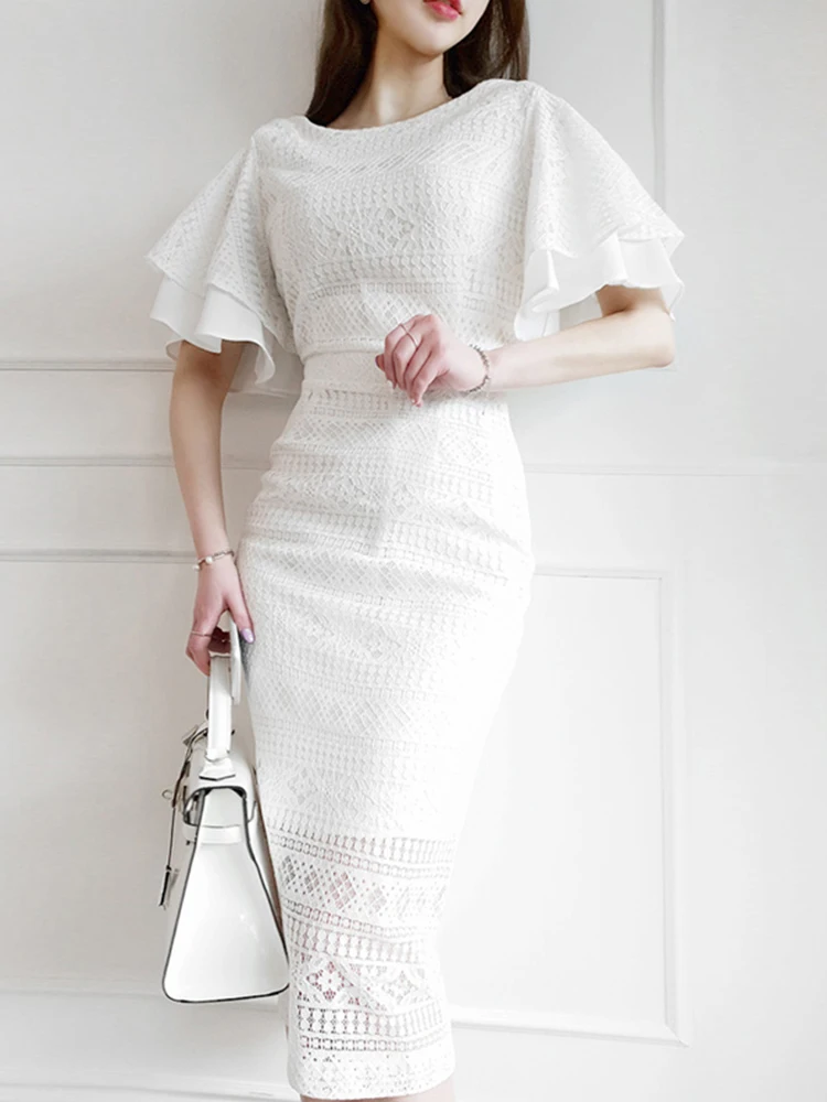 Korean Elegant White Dress Women Sweet Casual Sheer Lace Short Sleeve Midi Robe Femme Party Vestidos Mujer Banquet Clothes Lady
Korean Elegant White Dress Women Sweet Casual Sheer Lace Short Sleeve Midi Robe Femme Party Vestidos Mujer Banquet Clothes Lady